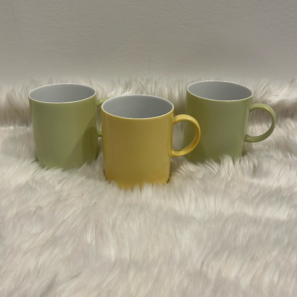 Thomas Sunny Day Coffee Mugs Set of 3 Green Yellow Porcelain Germany